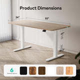 BANTI 55'' Standing Desk, Electric Stand up Height Adjustable Home Office Table, Sit Stand Desk with Splice Board, Oak BANTI