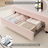 HIFIT Twin Upholstered Smart LED Bed Frame with Storage Drawer and Adjustable Chic Double Petal Headboard, Princess Platform Bed for Girls/Kids, Solid Wood Slats Support, No Box Spring Needed, Pink HIFIT