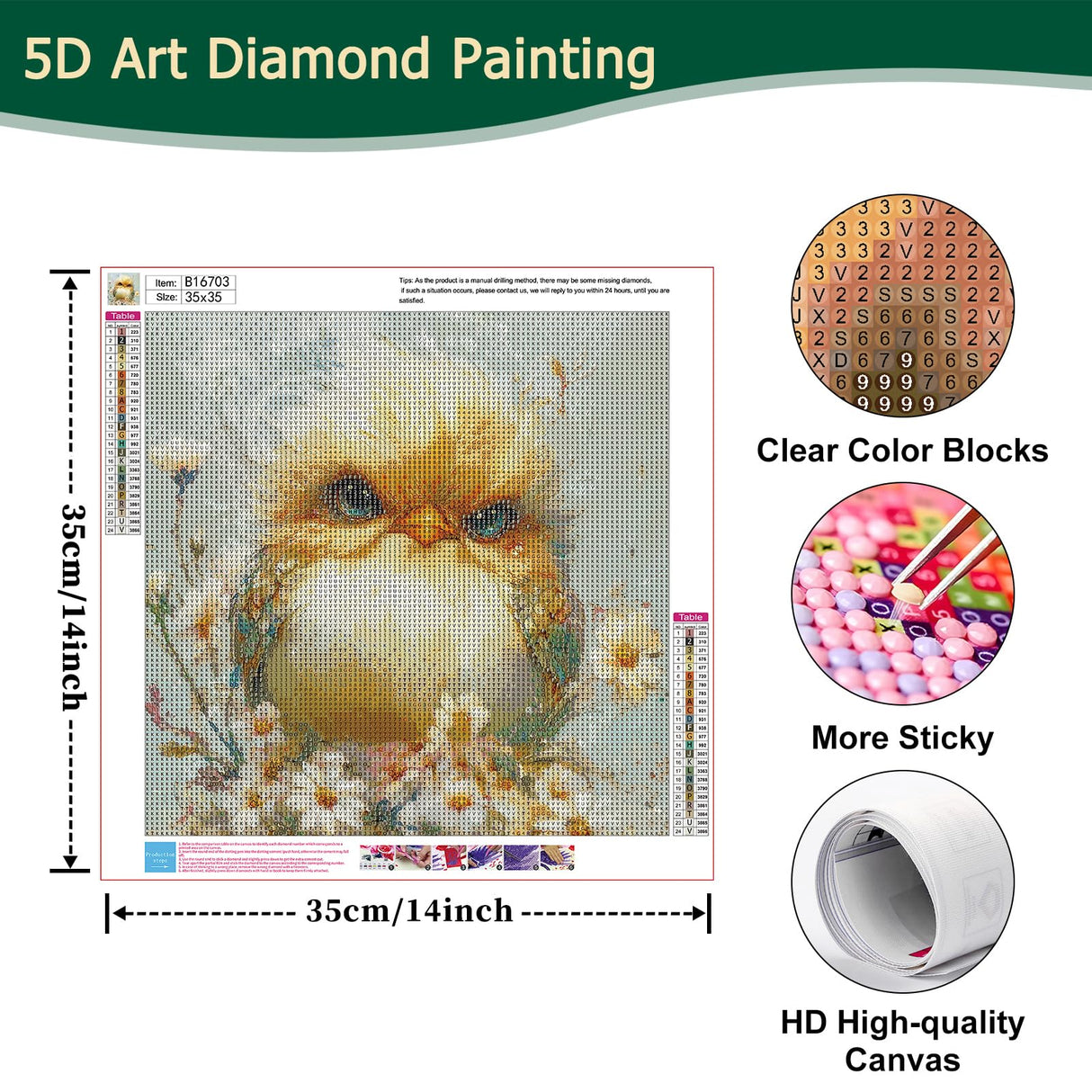 Possoco Diamond Art Kits for Adults Beginner, Birds 5D Diamond Painting Kits for Adults, DIY Round Full Drill Gem Art Painting and Crafts for Gift Home Wall Decor 14x14 Inch Possoco
