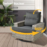 HOOOWOOO Outdoor Sectional Patio Furniture Set with Fire Pit Table,15 Pieces Wicker Conversation Sets L Shaped Couch,Extra Deep Out Door Sofa Outside Furniture with Swivel Chairs Ottomans,Black HOOOWOOO