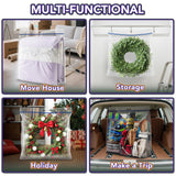 Extra Large Wreath Storage Bag, 34"x34"x8.5", Clear Storage Bag with Handle, Summer Christmas Decoration Garland Container for Seasonal Thanksgiving Holiday Artificial Wreath, 4 Pack VacPack