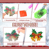 Equsion 14 Pcs Diamond Art Christmas Ornaments Christmas Diamond Painting Keychains Kits 5d DIY Hanging Double Sided Diamond Art Key Ring Painting Key Chain Family Decor Rhinestone Pendant Equsion