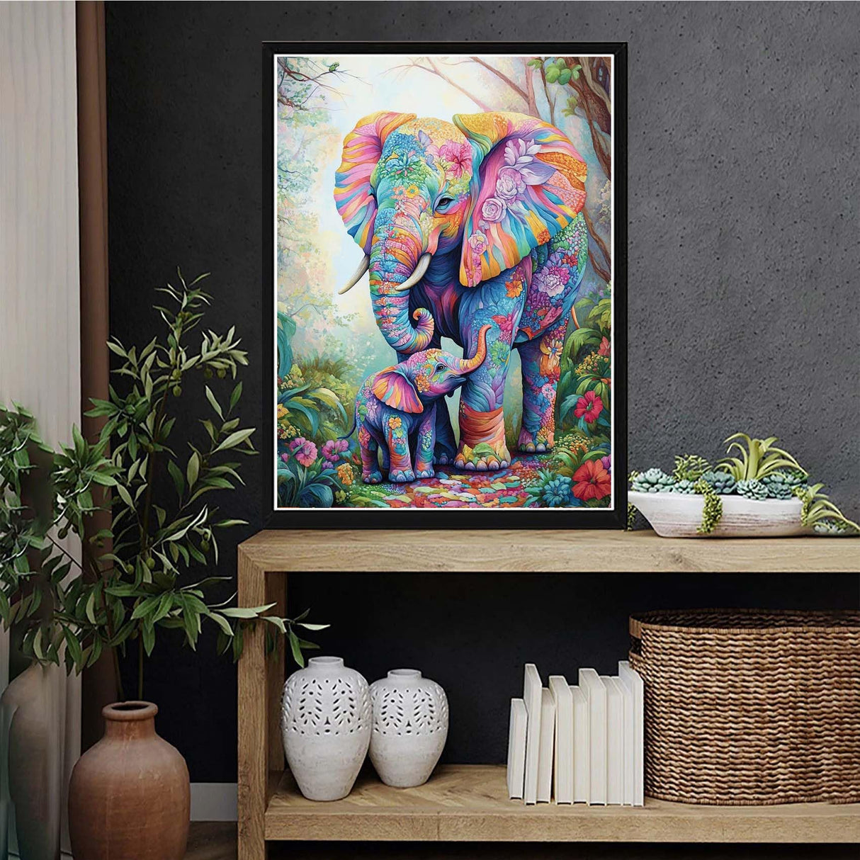 VAIIEYO 5D DIY Diamond Art Kits for Adults Elephant, Diamond Painting Animal, Paint by Numbers Full Drill Round Rhinestone Craft Canvas for Home Wall Decor Gift 12x16 inch-28 VAIIEYO