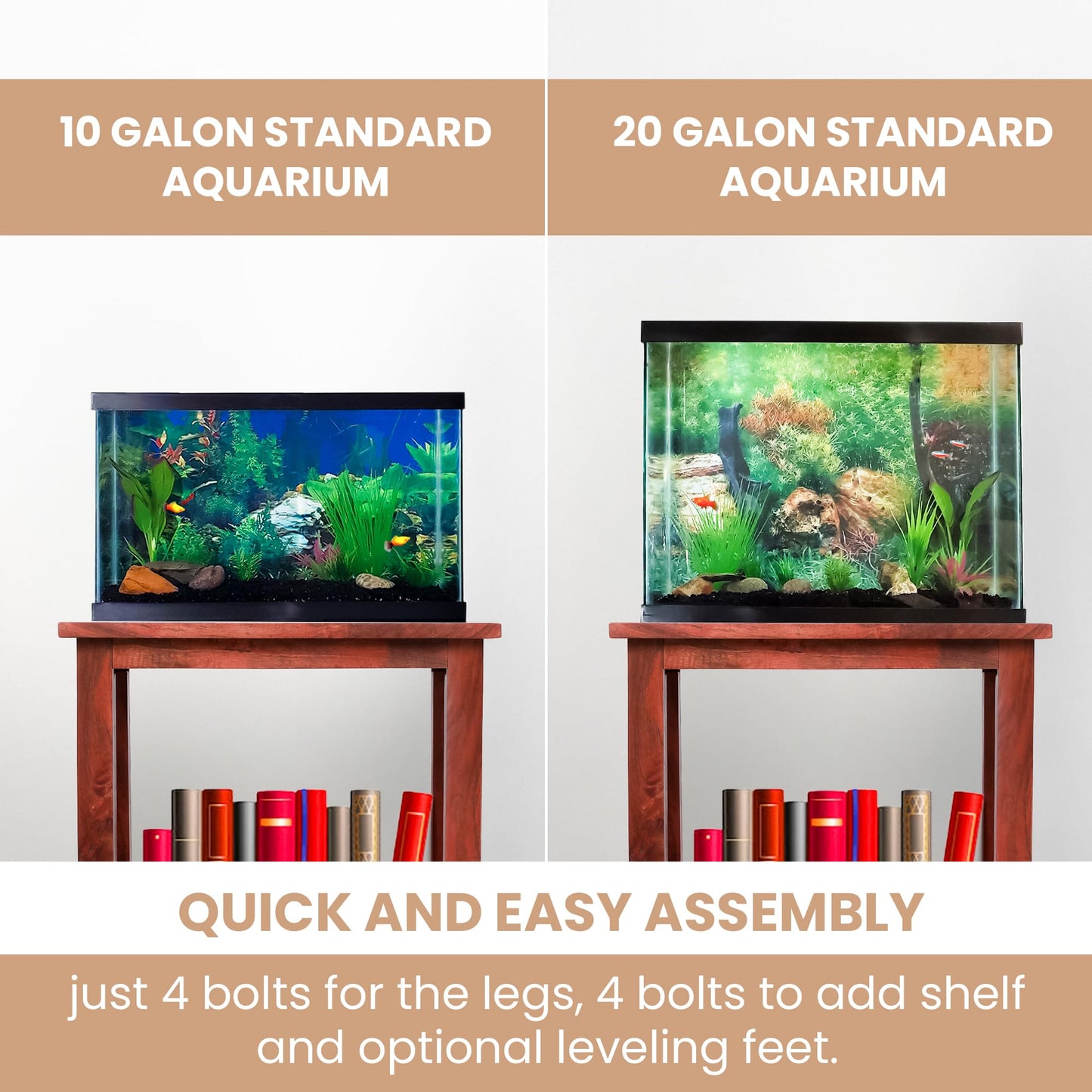 Solid wood Fish Tank Stand up to 20 gallons, 20 Gallon Fish Tank Stand, Aquarium Stand, 10 Gallon Fish Tank Stand, Fish Tank Table, Terrarium Stand, Aquarium Table - WoodArtSupply