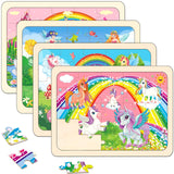 Puzzles for Kids Ages 4-6, 4 Pack Wooden Jigsaw Puzzles 24 Pieces The Castle Puzzle Preschool Educational Learning Toys Set for Boys and Girls MJBLKEREN