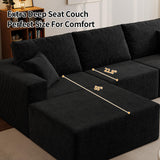 YHMEIXH 139" Black sectional couches for Living Room, Modular Sectional Sofa withDeep Seat, Boneless Sofa for Living Room, L-Shape Boneless Couch for Apartments Bedroom, No Assembly Required (Right) YHMEIXH