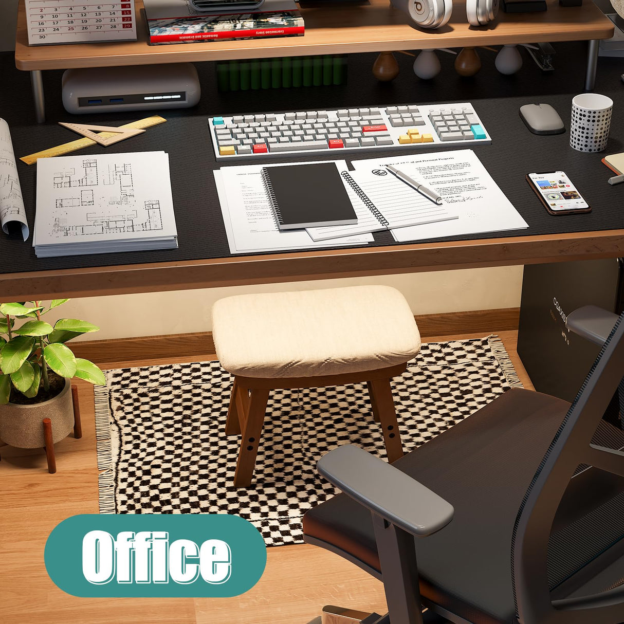 viewcare Foot Stools Ottoman, Small Soft Footrest Ottoman with Wood Legs, Sofa Footrest Extra Seating for Living Room Entryway Office viewcare