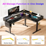 WALKINGDESK 63 Inches Height Adjustable L Shaped Standing Desk with 3 Drawers and Monitor Shelf, Electric Corner Comupter Desk, Sit Stand up Home Office Desk, Ergonomic Gaming Desk, Black WALKINGDESK