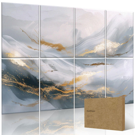 HushHues 8-Pack Art Acoustic Wall Panels 48x32 Inches Decorative Sound Absorbing Panels- Sound Absorbing Panels for Recording Studios, Offices, Home, Easy Installation HushHues