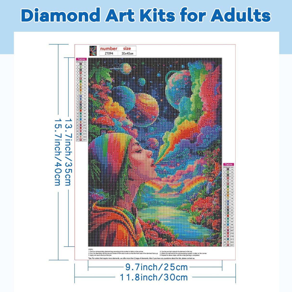 TOSTOG Diamond Art Kits for Adults, Starry Sky Diamond Paintings for Adults, Full Drill Rainbow Smoke Diamond Art Kits, 5D Diamond Paintings Kit Gem Painting Wall Decor and Gift 12 * 16 Inch. TOSTOG