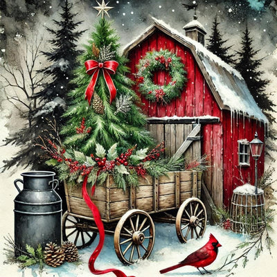 CSZPPQAF 5D Diamond Painting Kits for Adults, Christmas Tree House Snow Scene Diamond Art Kits for Adults Beginner, DIY Full Drill Diamond Dots Gem Art for Home Decor 13.7x13.7 Inch