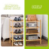 BMOSU 4-Tier Bamboo Shoe Rack Premium Stackable Shoe Shelf Storage Organizer for Hallway Closet Living Room Entryway Organizer (Natural Bamboo) BMOSU