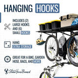 StoreYourBoard 2 Pack Heavy Duty Garage Wall Shelves, 2' x 4' Wall Mount Storage Shelf with Hooks, Holds 200 lbs Each StoreYourBoard