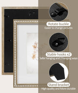 SUMGAR 8x10 Picture Frame Boho 5x7 Photo Frame with Mat Farmhouse White Wood Shabby Chic Wall Mounted Display for Birthday Wedding Friend Gifts with Distressed Decorative Pine Beads SUMGAR