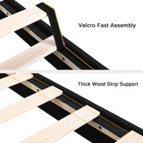 Einhomn King Upholstered Bed Frame with Headboard, Button Tufted Linen Bed Base, Platform Bed with Heavy Duty Wood Slat Support, Noise Free, No Box Spring Needed, Easy Assembly, Black Einhomn