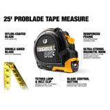 ToughBuilt - 25' ProBlade™ Tape Measure w/Blade Control Features, Easy-to-Read 1.25” Width Blade w/Double-Sided High Contrast Markings - (TB-H2-T-12225) ToughBuilt