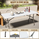 Linkriseed 6FT Folding Picnic Table for Outdoor, Portable, Foldable Table for Camping, Parties, with Carrying Handle (White, 1 Pack) Linkriseed