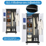 SUXXAN Broom Closet Storage Cabinet, Metal Cabinets with 13 Hooks and Hanging Rods, 71" Vertical Storage Cabinet, Metal Garage Storage Cabinet, Heavy Duty Cleaning Cabinet for Garage, Laundry Room SUXXAN