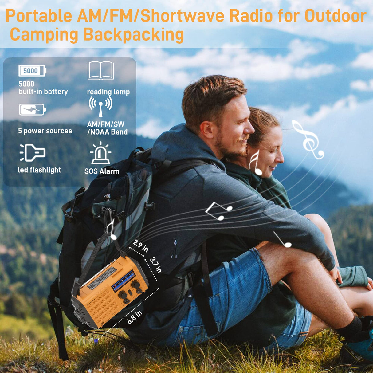 Emergency Radio with NOAA Weather Alert, Portable Solar Hand Crank AM/FM Radio for Survival,Rechargeable Battery Powered Radio,USB Charger,Flashlight,Reading Lamp,for Home Outdoor Eoxsmile