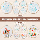 6 Sets Embroidery Kit for Beginners to Learn 28 Basic Embroidery Cross Stitch Practice Kit,DIY Hand Embroidery Kits Includes Stamped Flower Pattern, Hoop, Color Threads,Tools KintKita