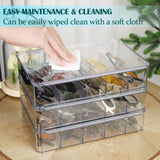 FORUP Sunglasses Organizer, Plastic Stackable Eyeglass Case Storage Organizer, Sunglass Glasses Storage Box with Hinged Lid, 5 Sections, 3 Pack, Clear FORUP