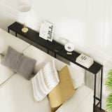 SONGXIN 70.9" Console Table,Modern Extra Narrow Long Sofa Table Behind Couch,Skinny Entry Table with Black Metal Frame for Living Room, Hallway,Classic Black SONGXIN