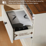 ENOUSHU Night Stand Set 2 with Charging Station, Bedside Table with 2 Drawers Storage and Open Shelf, Wood Farmhouse Nightstands with Outlets for Bedroom Office, White ENOUSHU