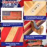 Colingmill Wall Mount Gun Rack Indoor Gun Rack for 2 Guns Wooden Gun Display Rack Wood Gun Storage Shelf with Flag Background Guns Wall Holder for Guns, Bows and Arrows Colingmill