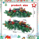 Brightown 20.5“ Iron Christmas Candle Holder, Pine Needles, Red Berries, Gold Balls and Golden Branches Tabletop Decoration with 3 Candle Holders for Christmas Home Decoration Brightown