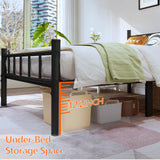 zizin Twin Size Metal Bed Frame with Headboard & Footboard 14 Inch Metal Platform Mattress Foundation Support with Steel Slat, Under Bed Storage, No Box Spring Needed zizin
