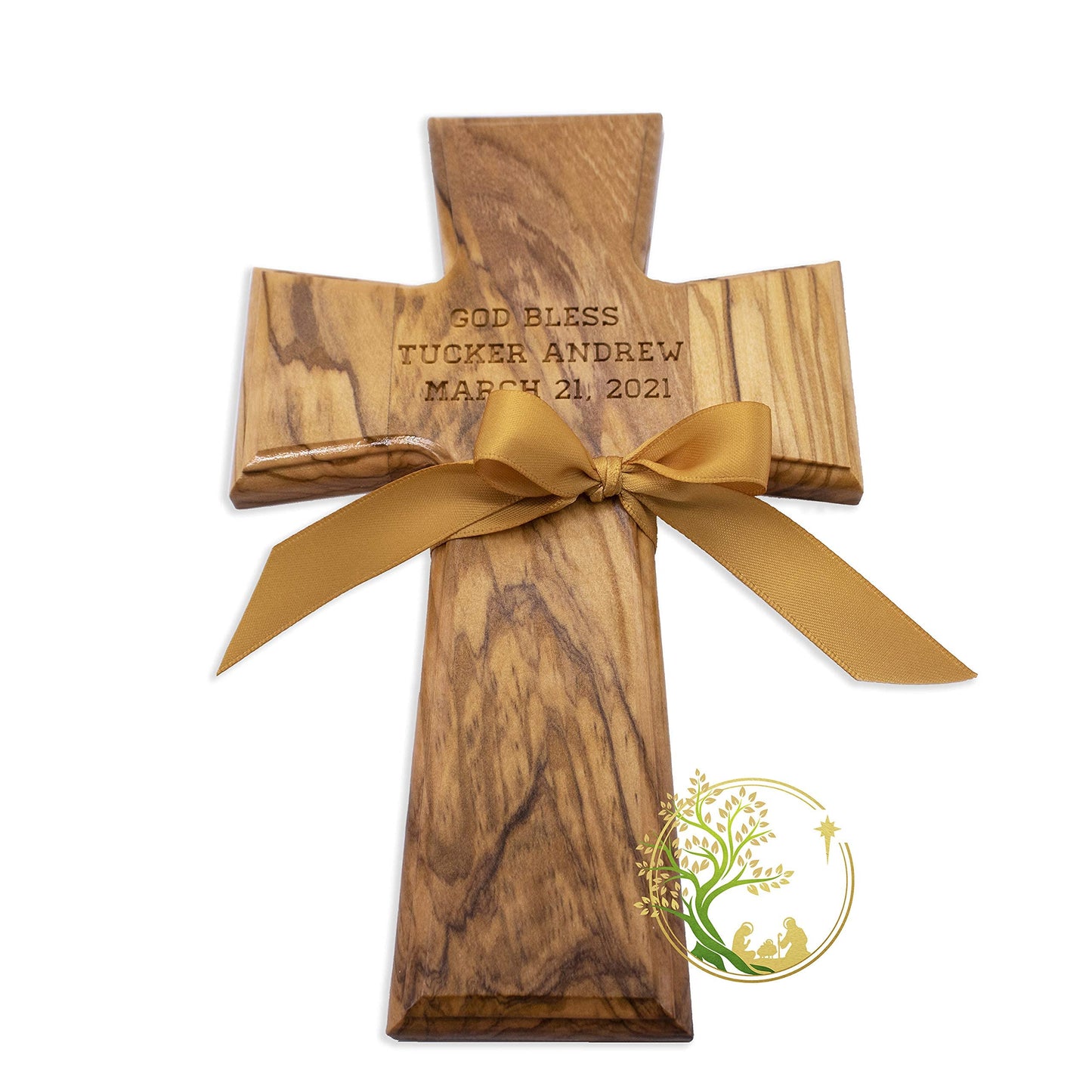 Personalized custom wall wooden cross | Holy baptism cross | Religious Confirmation Christening cross |Customized name cross Godparents gift - WoodArtSupply