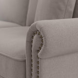 Bush Furniture 73 Inch Living Room Sofa, Pet-Friendly Couch with Fabric Upholstery and Nailhead Trim, Traditional, Coventry Collection, Beige Herringbone Bush Furniture