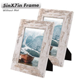 Golden State Art, 5x7 Picture Frame - Country Wood Grain Style - Tabletop Display, Back Hangers for Wall Display - Great for Photos, Gift, Pictures, Wedding, Portraits (2 Pack, White) Golden State Art
