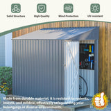 4x7 FT Lean-to Metal Storage Shed with Single Lockable Side Door, Sloping Roof Galvanized Steel Outdoor Tool Shed for Garden, Patio & Backyard Storage Mulinsonfly