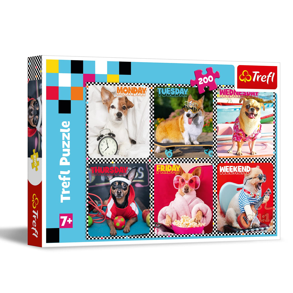 Trefl Happy Dogs 200 Piece Jigsaw Puzzle Red 19"x13" Print, DIY Puzzle, Creative Fun, Classic Puzzle for Adults and Children from 7 Years Old Trefl
