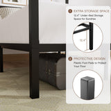 ikalido Queen Size Metal Canopy Bed Frame, Modern Four-Poster Platform Bed Frame, Mattress Foundation, Under-Bed Storage Space, No Box Spring Needed, Black ikalido