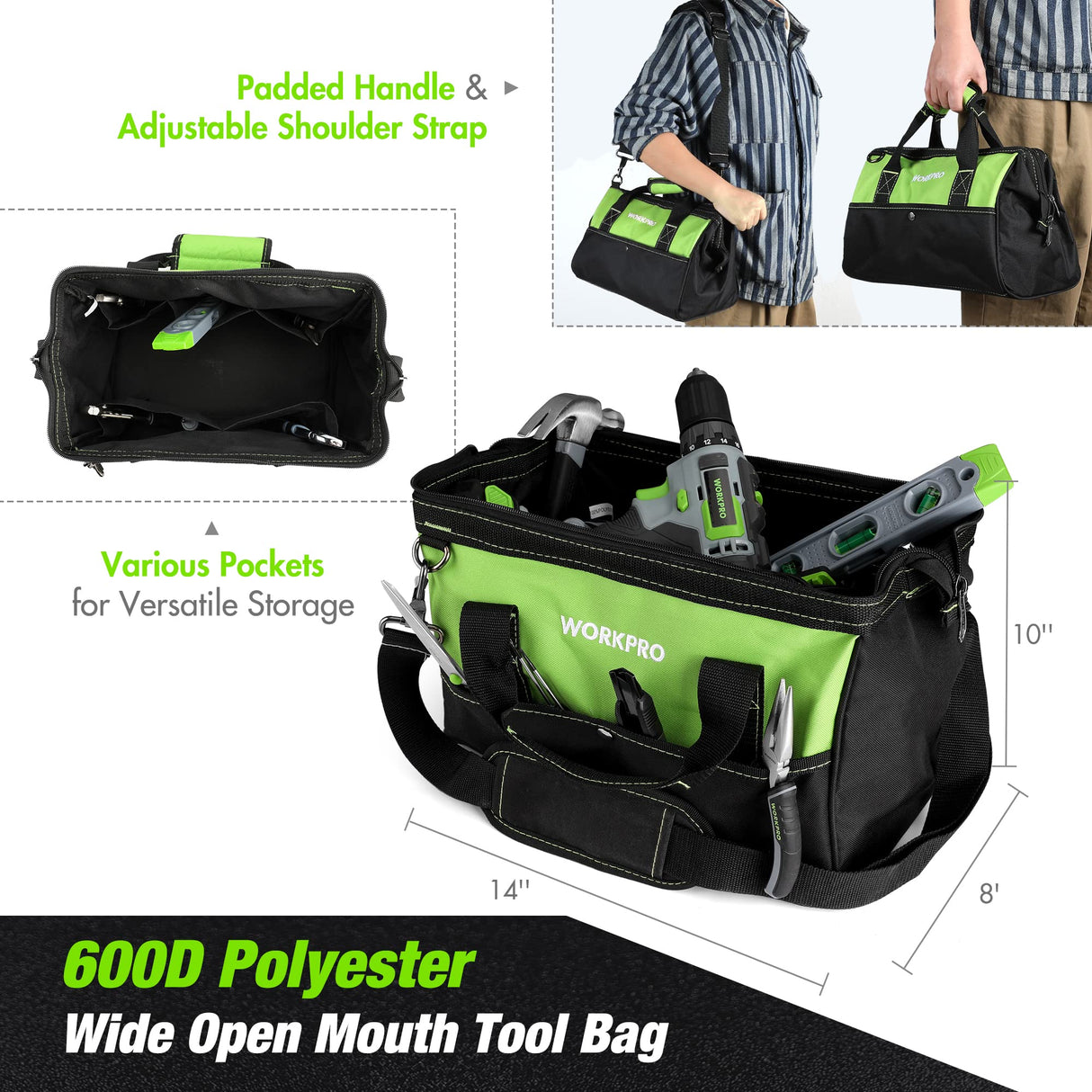 WORKPRO Home Tool Set with Power Drill, 157PCS Power Drill Sets with 20V Cordless Lithium-ion Drill Driver, Home Tool Kit for All Purpose, Cordless Drill Set Combo Kit With Tool Bag WORKPRO