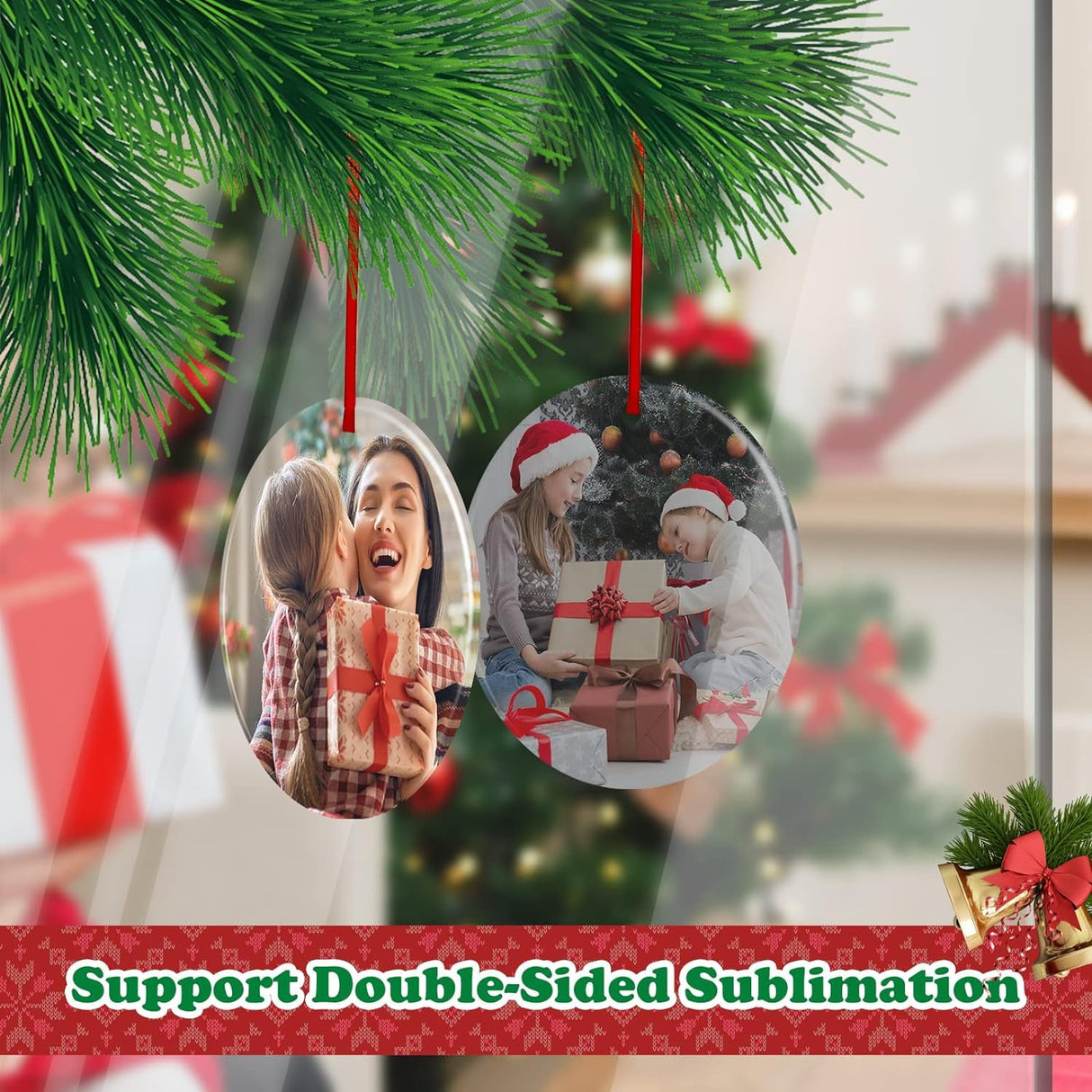 Ceramic Sublimation Ornaments Blank Christmas Personalized Ornament 20 PCS 3.5 Inch Round White Bulk DIY Chritsmas Tree Decoration WANZELONYO