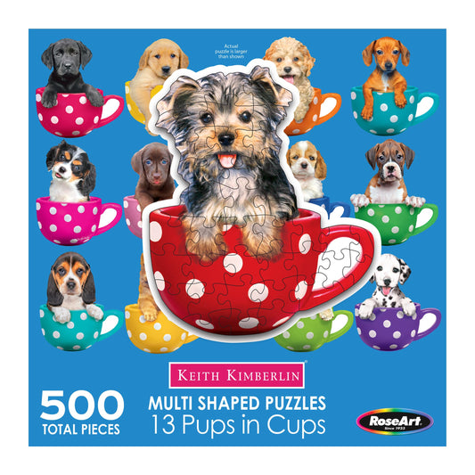 RoseArt - Mini-Shaped - Pups in Cups - 500 Piece Jigsaw Puzzle for Adults