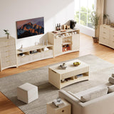 Amada Modern 6 Drawer Dresser, Fluted Wood Chest of Drawers with Rounded Corners, Pre-Installed Drawer Slides, Dresser TV Stand and Storage Organizer for Bedroom, Hallway, Natural Oak AMADA HOMEFURNISHING