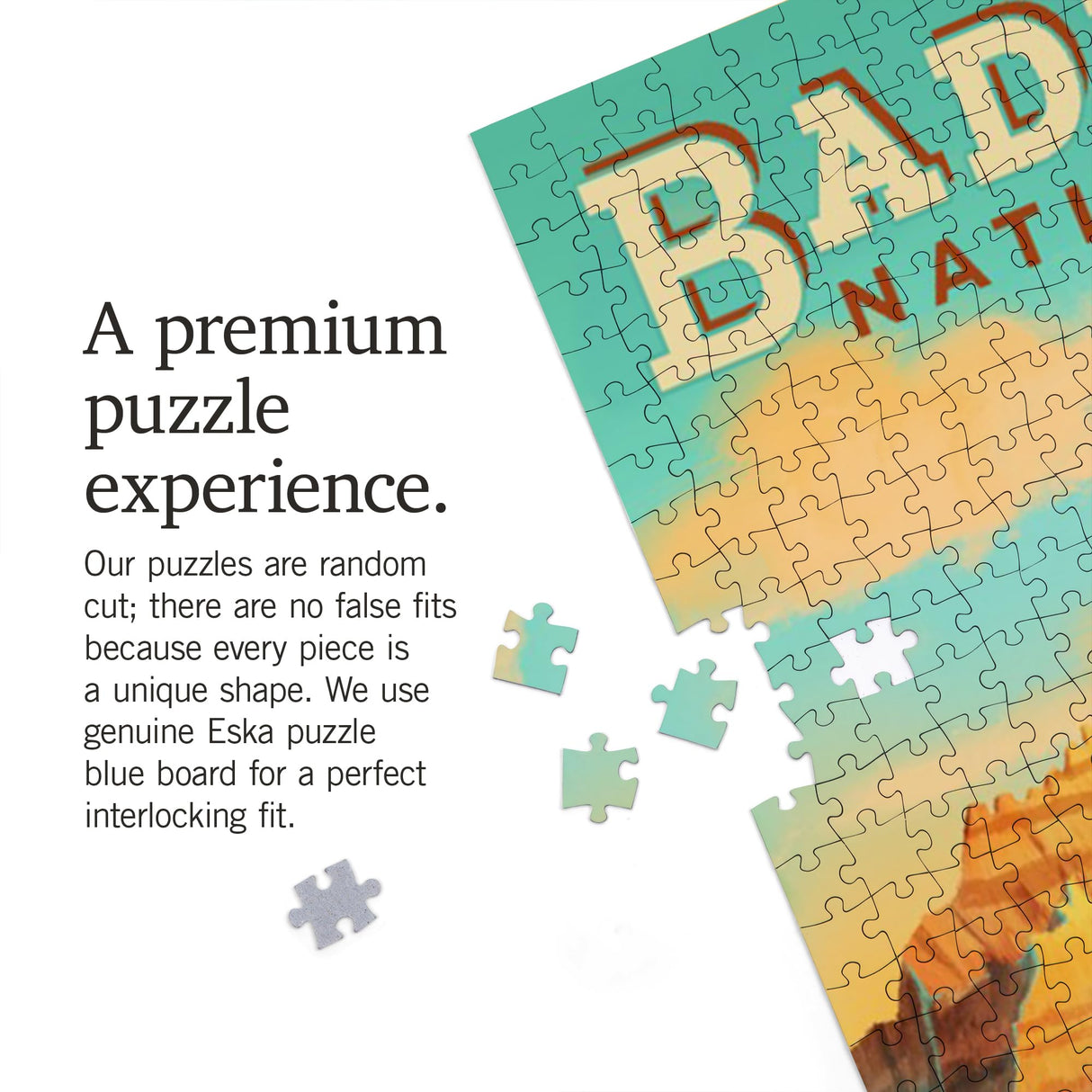 Lantern Press Made in USA Puzzle for Adults - 1000 Pieces, Reference Poster, Premium Box, Badlands National Park, South Dakota, Oil Painting Lantern Press