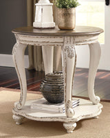 Signature Design by Ashley Realyn French Country Two Tone Round End Table, Chipped White Signature Design by Ashley