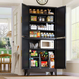 GAIOUS 75.2" Tall Metal Pantry Cabinet, Storage Cabinets with 4 Door and 4 Adjustable Shelves, Black Kitchen Pantry Storage Cabinet, Freestanding Cupboard for Kitchen Dining Room Living Room Bathroom GAIOUS