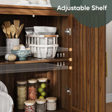 Smart FENDEE Sideboard Cabinet, 31.5" W Farmhouse Buffet Cabinet with Slatted Doors & Adjustable Shelf, Wood Coffee Bar Storage Station for Kitchen, Dining Room, Living Room, Entryway, Walnut Color Smart FENDEE
