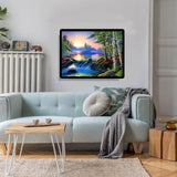 hill froeistung 5D Waterfalls,Sunset，Mountain, Lake, Forest Diamond Art Painting Kits for Adults,DIY Full Drill Nature Landscape Scenery Diamond Art Painting for Home Wall Decor Gifts (16X12 inch) hill froeistung