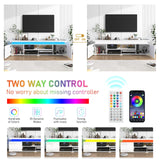 LED TV Stand for 95 Inch TV, Modern Gaming TV Stand with Power Outlet, High Gloss TV Console Entertainment Center with Storage for Living Room, Bedroom (83 Inch,White) Hlivelood