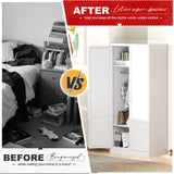 Superday Metal Wardrobe Closet, 72" H Bedroom Armoires with Wooden Handle, Storage Cabinet with Adjustable Shelves and Hanging Rods, Steel Storage Locker Closet for Home, Office, Employee, Gym (White) Superday