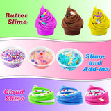 YOPINSAND DIY Slime Kit for Girls, Slime Making Kit for Girls 6-12, Glimmer Crunchy, Butter, Foam, Cloud Slime with Add-ins, Foam Balls, Charms, Party Favors Gift Toys for Kids YOPINSAND