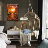 HeeBenor Framed Paint by Numbers Kit for Adults, Autumn Leaves Paint by Numbers Kit for Adults with Easel, DIY Landscape Paint by Number with Frame, Adult Paint by Number Kits Framed Canvas 8x12 Inch HeeBenor