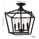 JONATHAN Y JYL7610A Plains Mini Lantern 12" 4-Light Iron Modern Farmhouse LED Flush Mount, Rustic, Industrial, Dimmable, 2700K Cozy Warm Light Kitchen, Hallway, Bathroom, Stairwell, Oil Rubbed Bronze JONATHAN Y